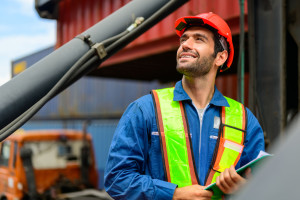 Warehouse engineer working at container yard