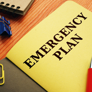 Emergency plan or Disaster Preparedness on the desk. Canva