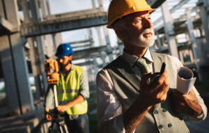 Picture of construction engineer working on building site