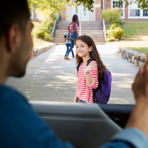 Father in car dropping off daughter CANVA