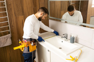 plumber service. wash basin installation