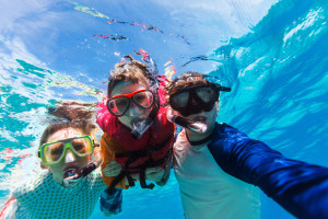 Father and son snorkeling