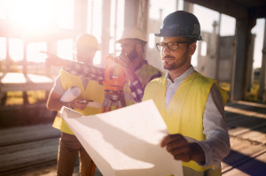 Picture of construction engineer working on building site