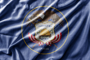 Waving detailed national US country state flag of Utah