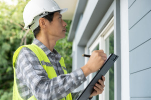 inspector or engineer is inspecting construction and quality ass