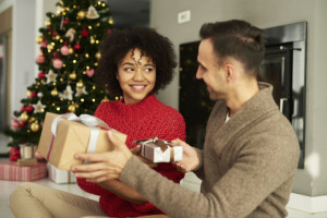 Couple sharing the Christmas presents